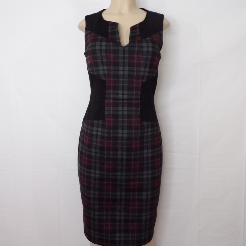 NYDJ Plaid Sheath Career Dress, Sz 8